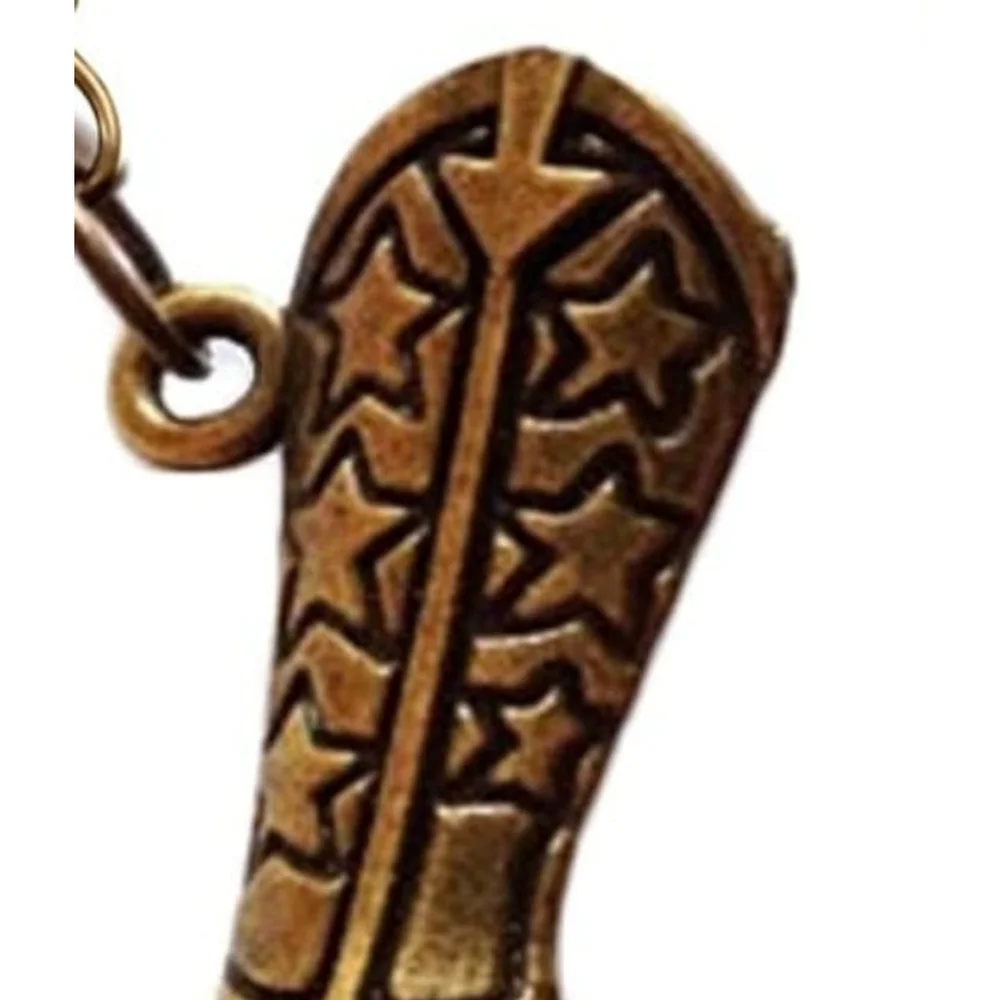 Western Style Cowboy Boots Earrings In Bronze